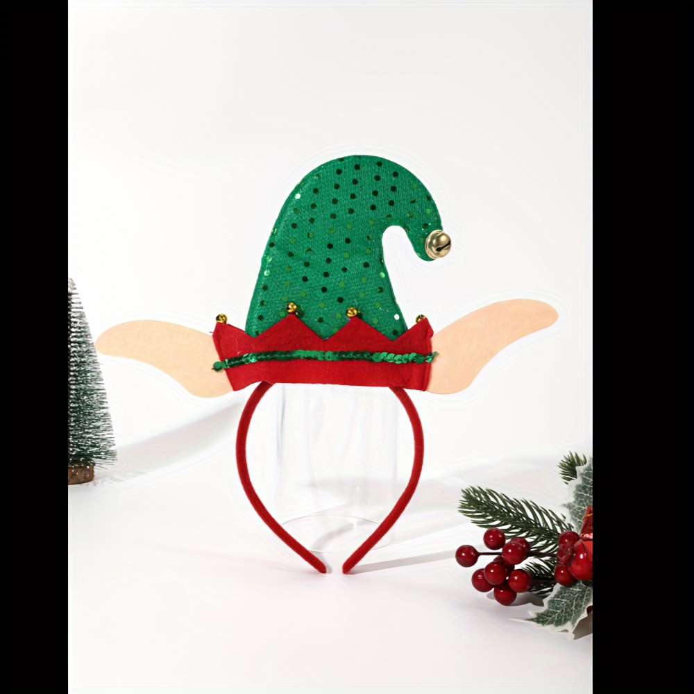 Elf Costume Christmas - ที่คาดผมหมวกคริสต์มาส 1 ชิ้น ออกแบบด้วยหูเอลฟ์สุดน่ารัก เหมาะสำหรับงานปาร์ตี้และชุดแฟนซีในธีมคริสต์มาส